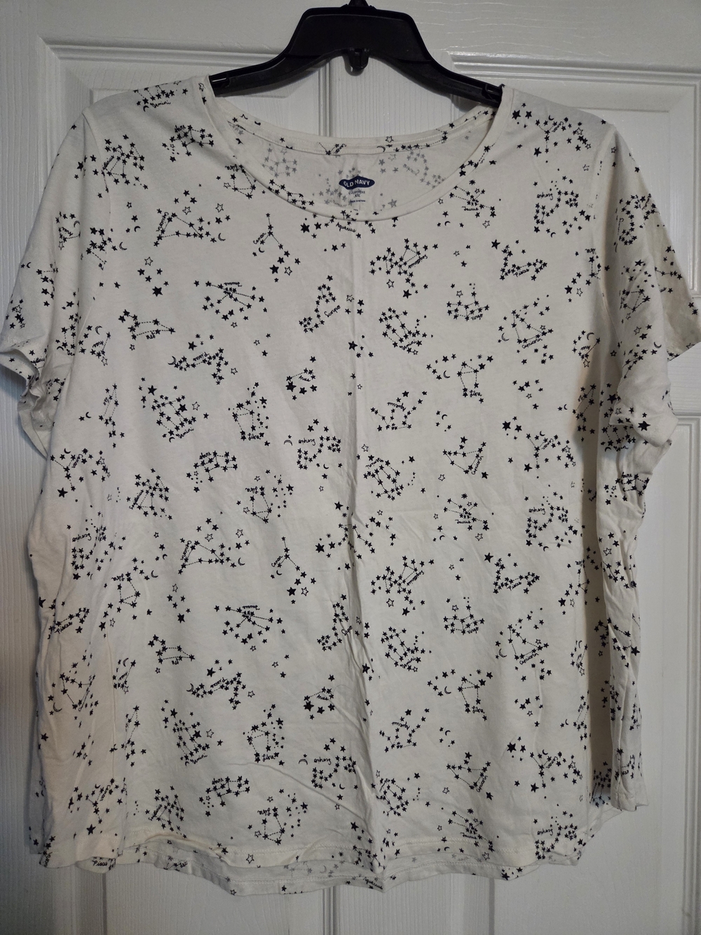 Old Navy Cream Tee with Black Star & Constellation Print